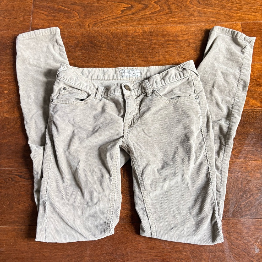 Free People Low Rise Stretch Skinny Grey Corduroy Jeans Size 25